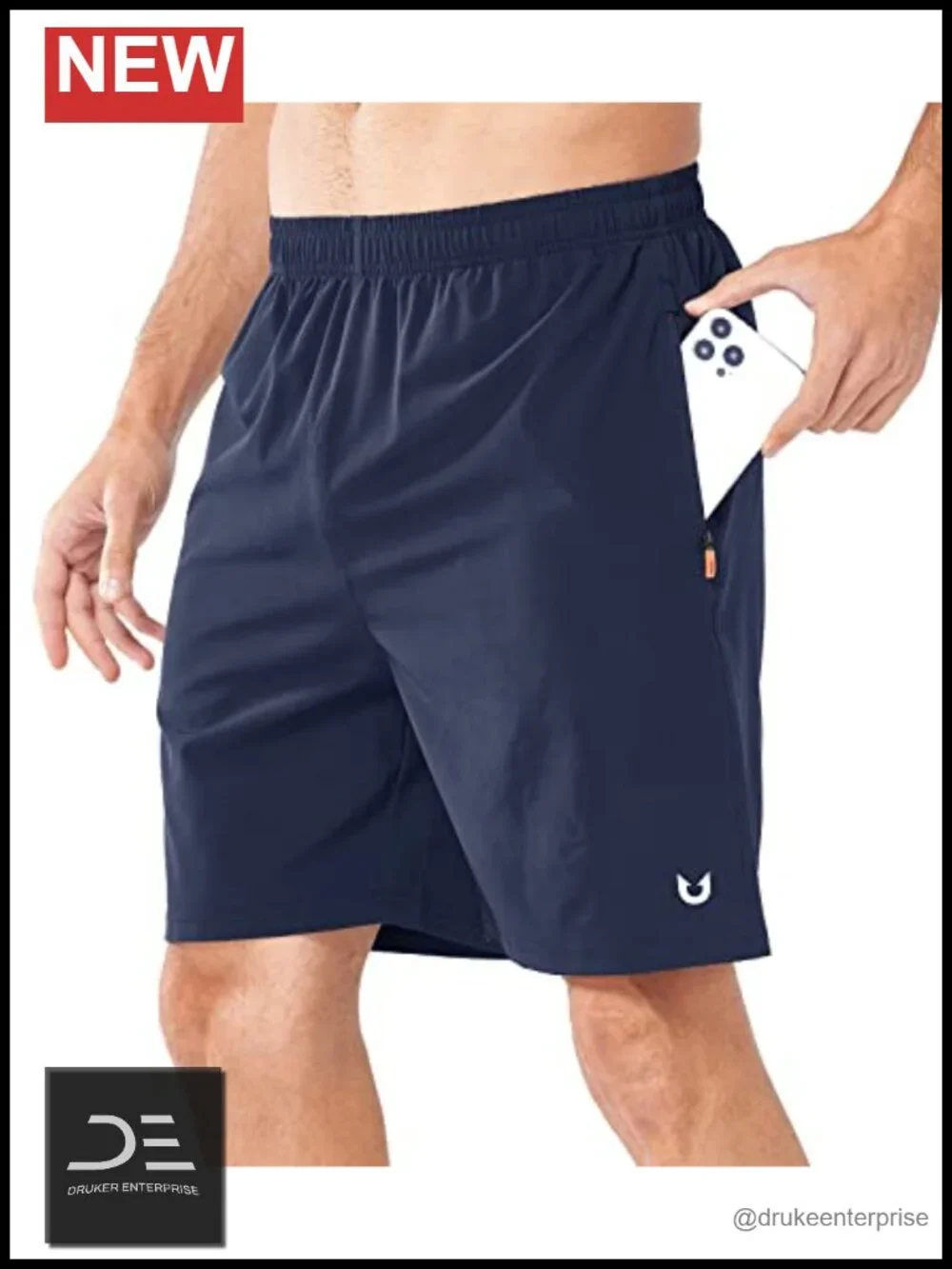 Men's Quick Dry Athletic Running Shorts with Zip Pockets & Adjustable Waist